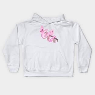 White Sakura Ball Python: Pink Kids Hoodie